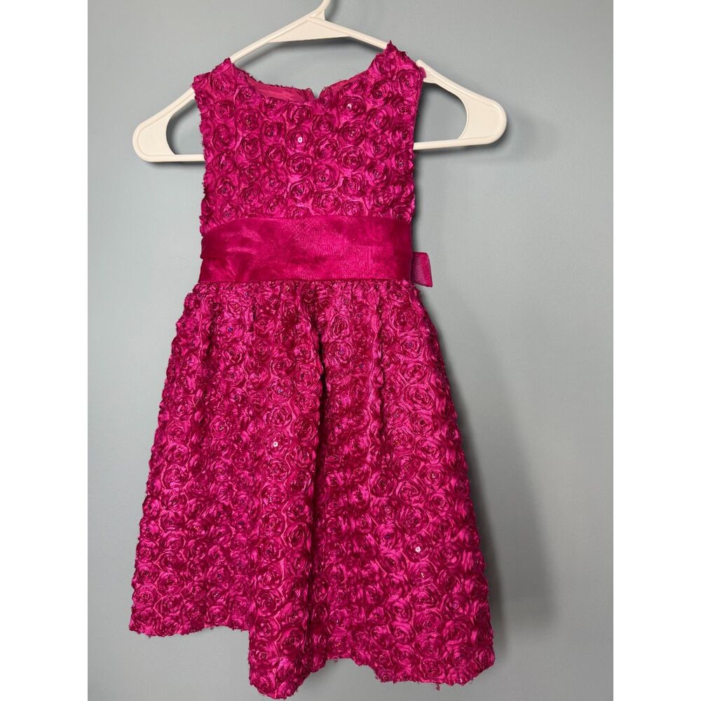 Rare Editions Girls Hot Pink Rosetta Holiday Party Dress